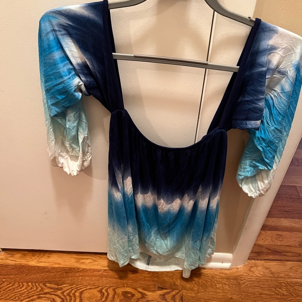 Ocean Drive • Blue Tie Dye Off The Shoulder Top